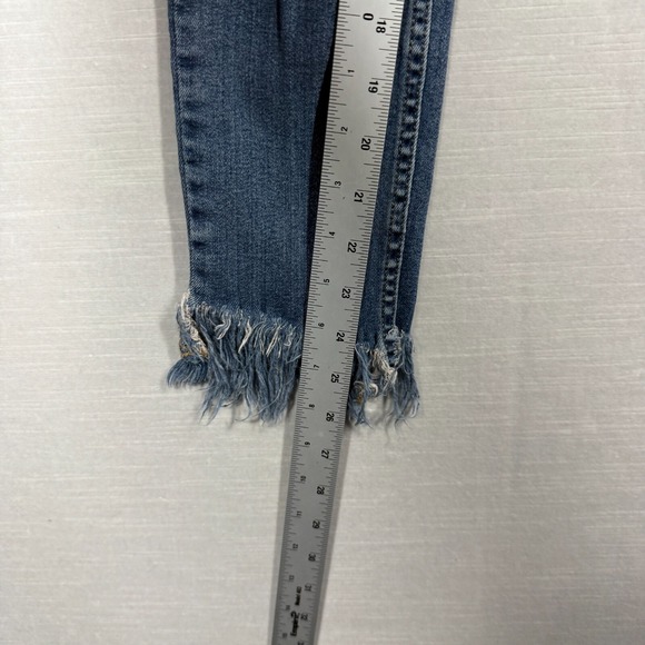Free People Jeans Womens 26W Blue Fringe Distressed Pants Denim Boho Skinny - Picture 10 of 12
